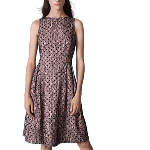 Jason Wu XS Pink & Black Lace Floral Polka Dot Sleeveless Knee Length‎ Dress